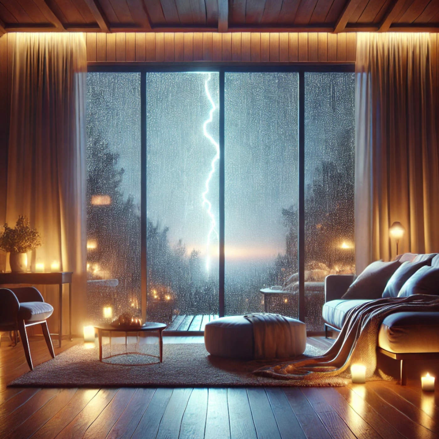 Geräusche zum Einschlafen: Nachtgeräusche: Regen, Gewitter und ein leiser Wind im Zimmer
