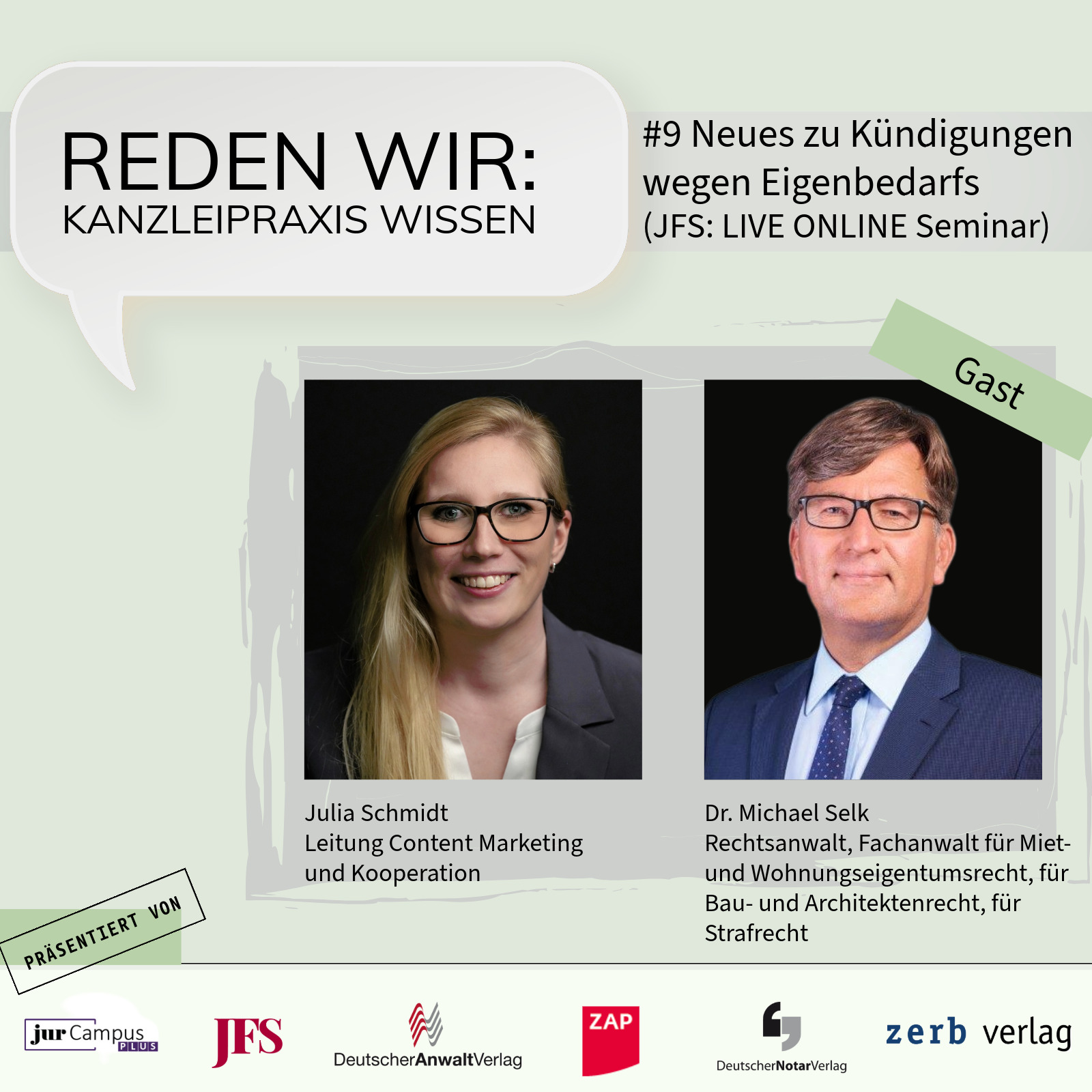 #9 Neues zu Kündigungen wegen Eigenbedarfs (JFS: LIVE ONLINE Seminar) - mit Dr. Michael Selk episode artwork