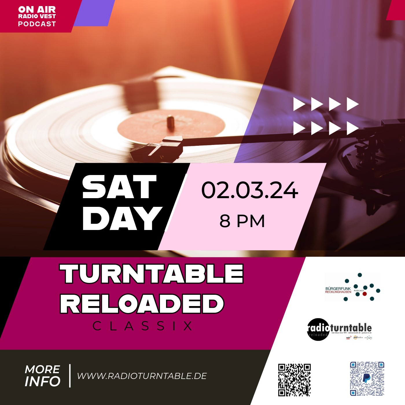 Turntable Reloaded ClassiX mit Musik von u.a Snap!, Guru Josh, Krush, Jungle Brothers, Interactive, Enigma, Twenty 4 Seven u.v.m. (Folge 291 - ClassiX 012 vom 02.03.2024) mit Oliver Kelch episode artwork