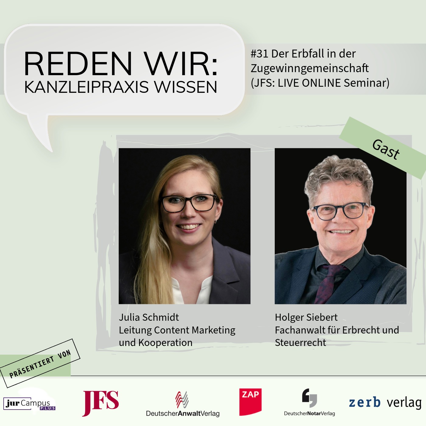 #31 Der Erbfall in der Zugewinngemeinschaft (JFS: LIVE ONLINE Seminar) - mit Holger Siebert episode artwork
