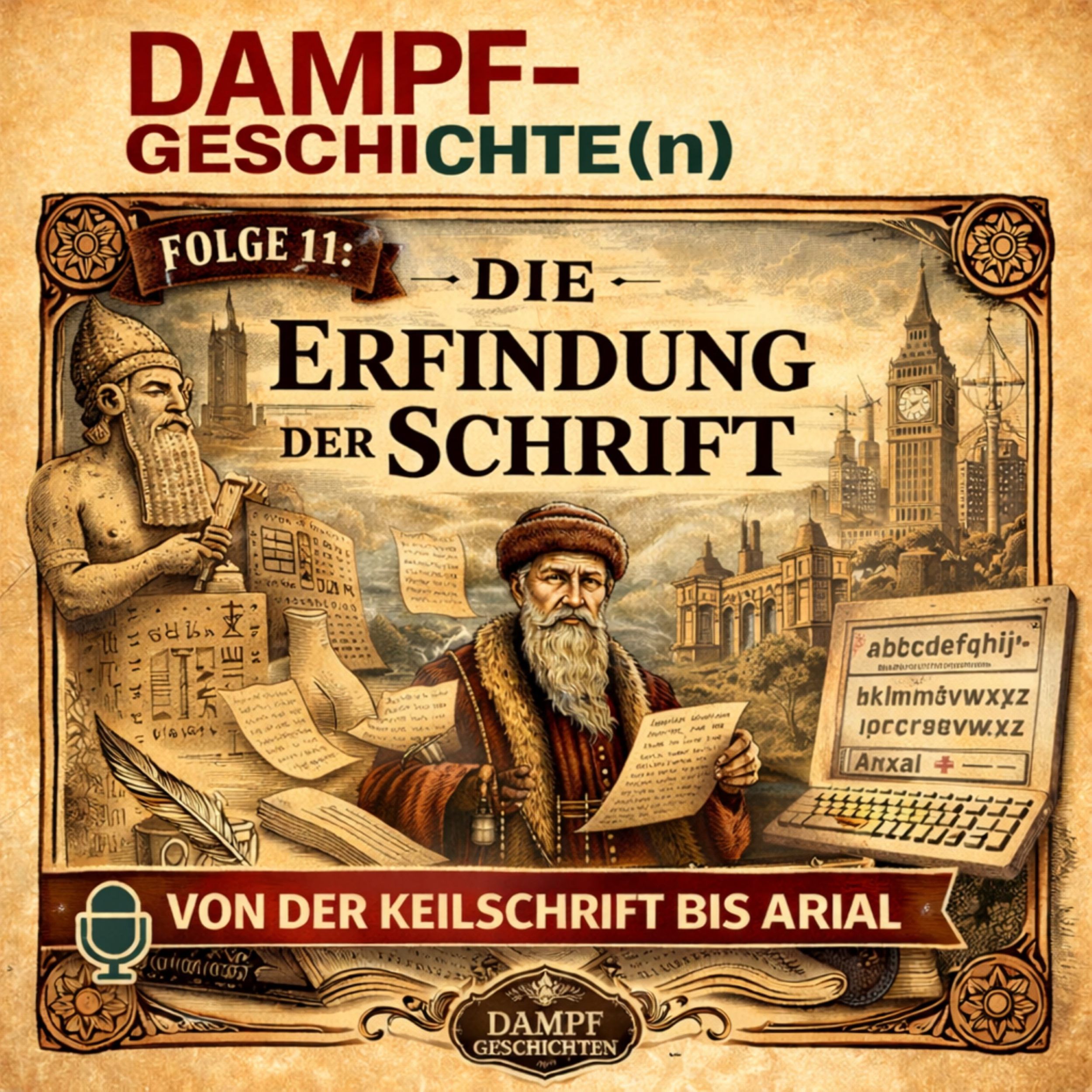 Dampfgeschichten Teil 11 :  Die Erfindung der Schrift von der Keilschrift bis Arial episode artwork