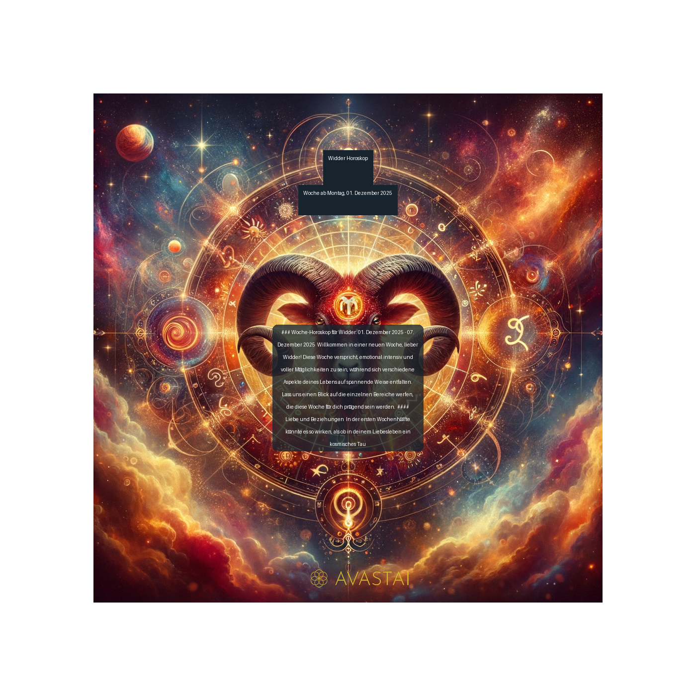 Widder Wochenhoroskop - Woche ab Montag, 01. Dezember 2025 episode artwork
