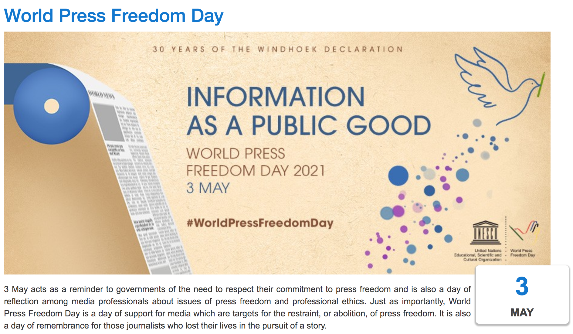 #290 World Media Freedom Day 3rd May